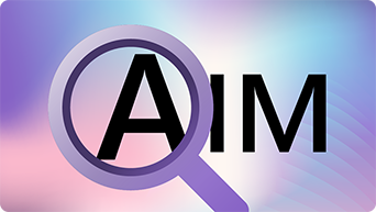 Illustration of a magnifying glass focusing on the word AIM