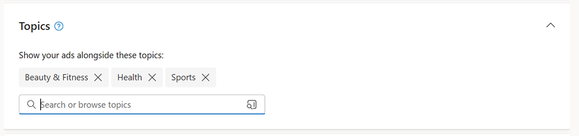 An image of topic targeting options within Audience ads