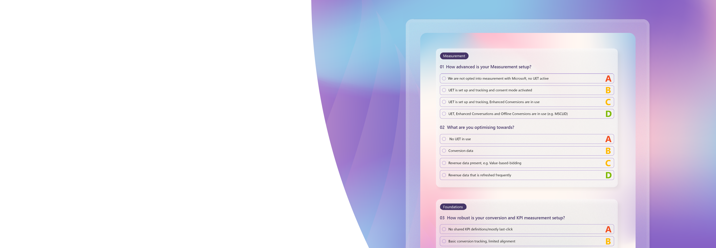Screenshot of the downloadable self-assessment, displaying sample questions, sections, and scoring framework.